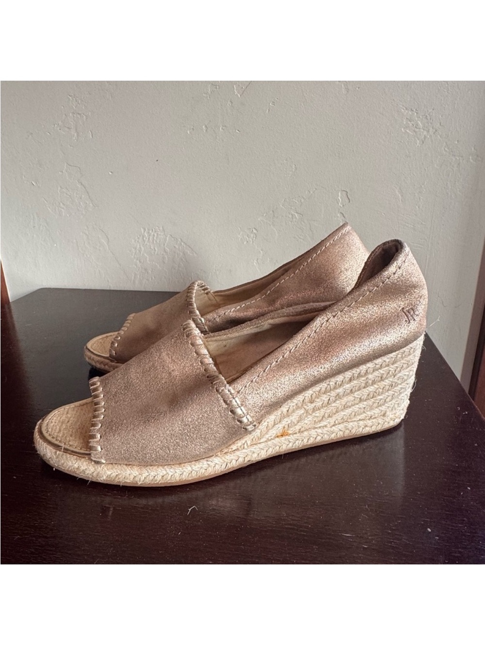 Jack Rogers Gold Palmer Espadrille Wedge Sandals